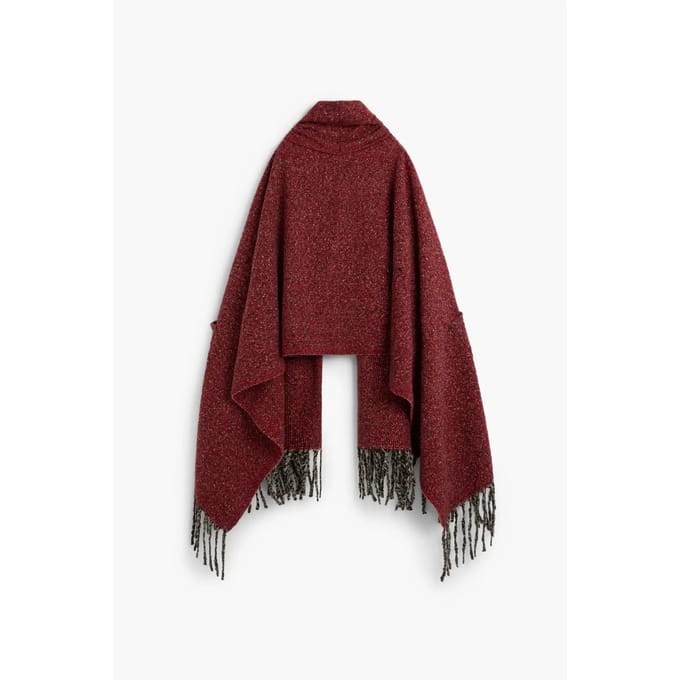 Poncho-sjaal met zakken dames Desigual