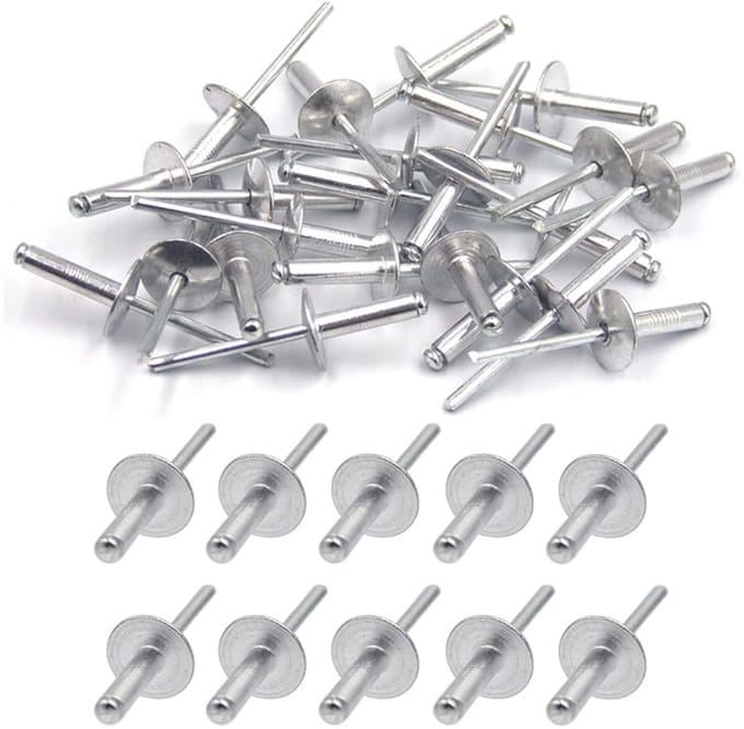 100 Aluminium Blindklinknagels met Grote Flens - 4,8 mm - Verpakking van 100 Stuks