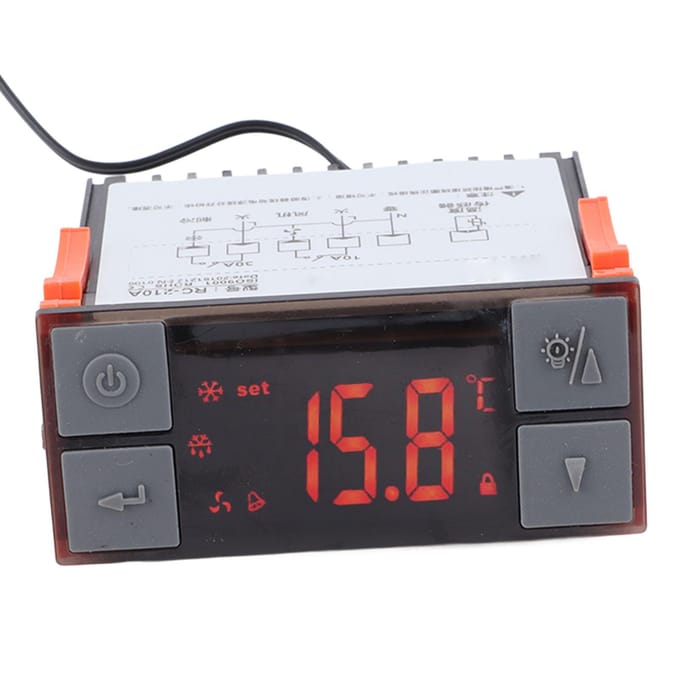 Digitale Temperatuurregelaar Hoge Prestaties Multifunctionele Temperatuursensor Elektrische Thermostaat voor Luchtgekoeld black