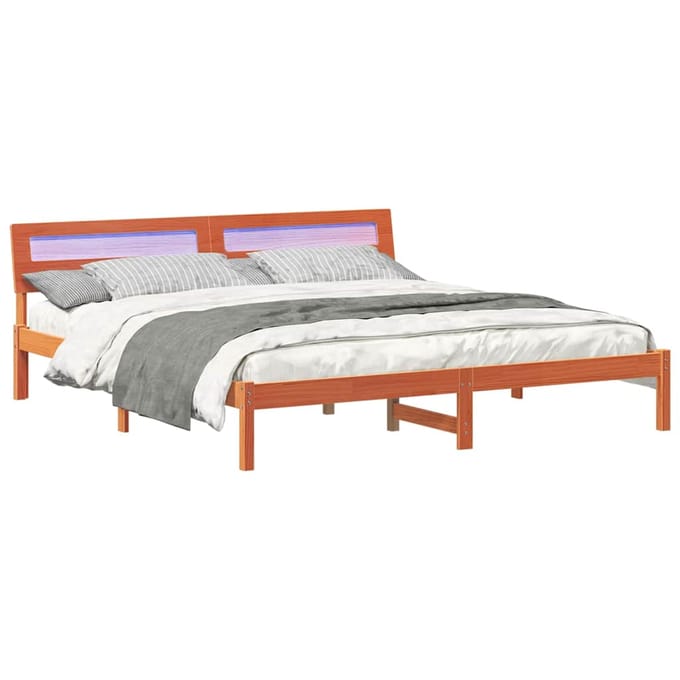 vidaXL - Bedframe - Wasbruin - 180 - x - 200 - cm - Massief - grenenhout