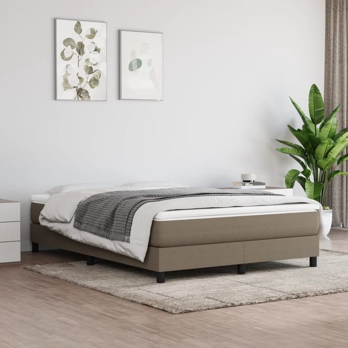 vidaXL - Boxspring - bed - stof - taupe - 140x190 - cm