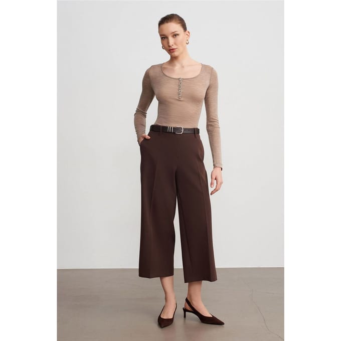 Hoog-Waisted Ceintuur Crepe Culottes
