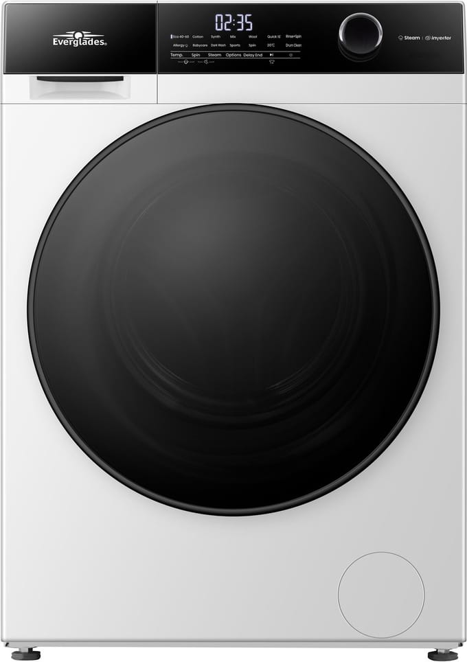 Everglades EVWM81421AW - Wasmachine 8KG - Arctic White - Energieklasse A-20% - Stoomfunctie - 15 Programma's - 5 Jaar Garantie