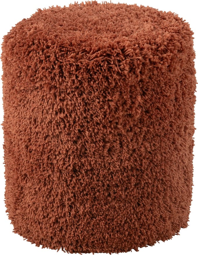 J-Line poef Cylinder Pluizig - polyester - koper