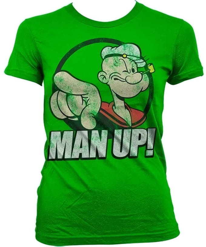 Popeye Man Up! Girly T-shirt voor dames, groen