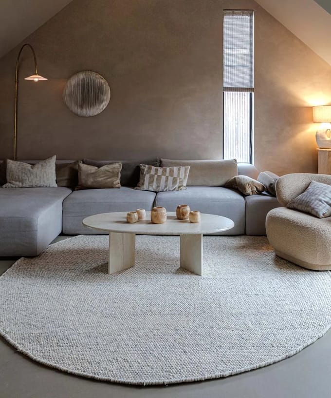 Rond wollen vloerkleed - Silvull beige 80