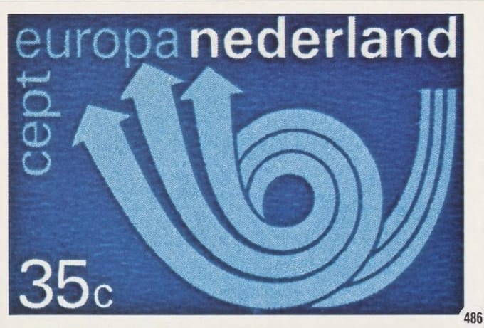 Briefkaart met afbeelding C.E.P.T. Posthoorn postzegel
