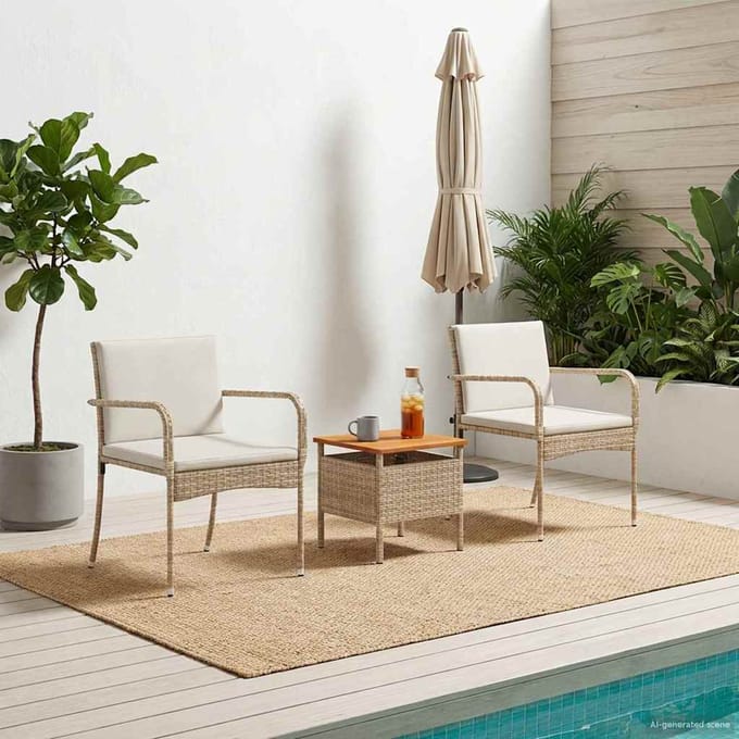 vidaXL - Tuinset - Beige - poly - rattan