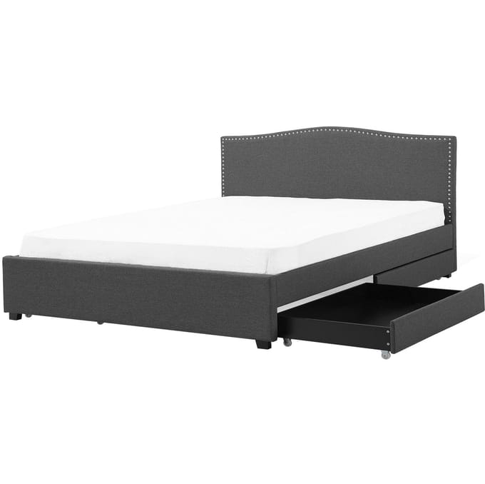 MONTPELLIER - Bed met opbergruimte - Grijs - 180 x 200 cm - Polyester