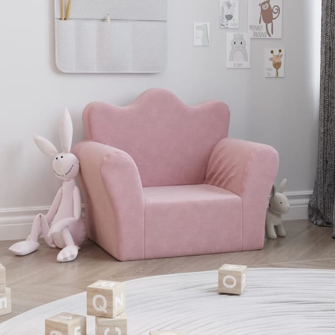 vidaXL - Kinderbank - zacht - pluche - roze