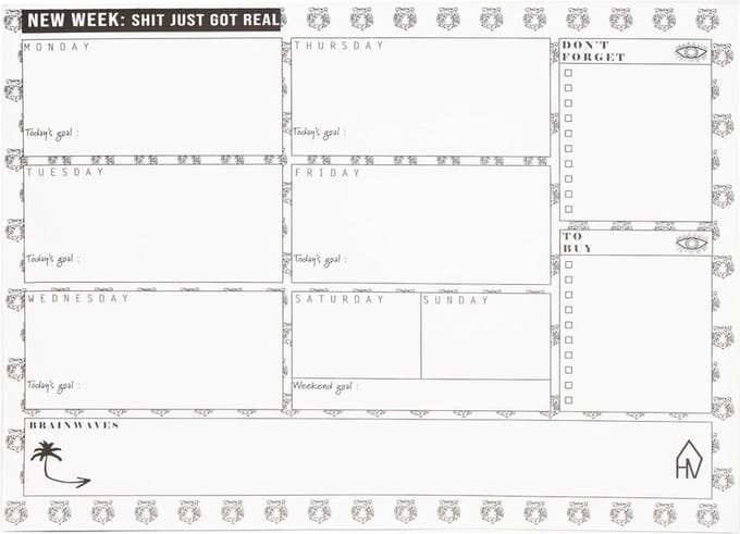 Housevitamin - Weekplanner 'Tijger' (A4)