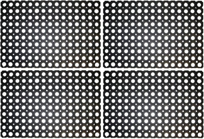 Benson Deurmat - 4x - rubber - 60x40 cm - schoonloopmat - rubberring - ringmat - buitenmat