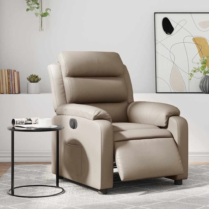vidaXL - Fauteuil - verstelbaar - elektrisch - kunstleer - cappuccinokleurig