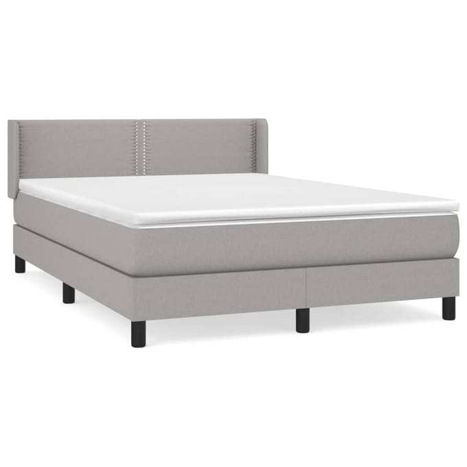 vidaXL - Boxspring - met - matras - stof - lichtgrijs - 140x190 - cm