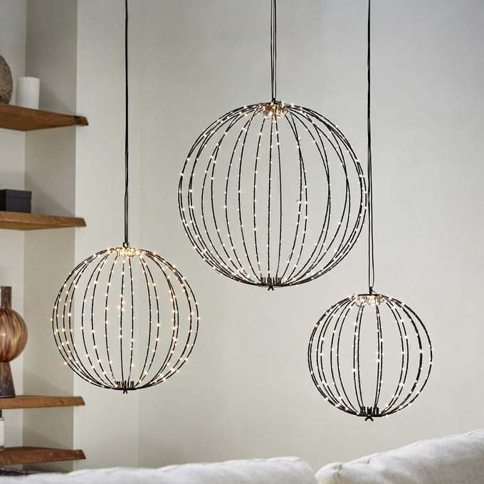 LOBERON Ledlichtbol set van 3 Brilliante zwart