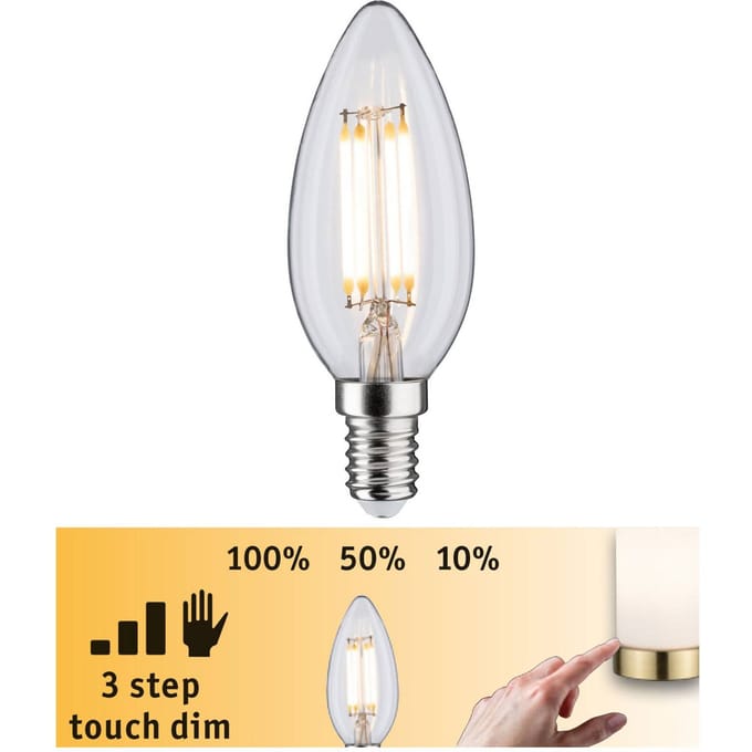 Filament 230 V Touch Dim LED kaars E14 432lm 5W 2700K dimbaar Helder