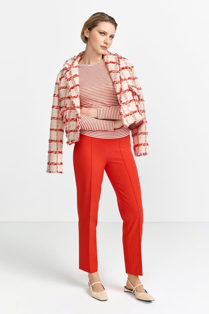 Rich & Royal Sparkle Striped Longsleeve Organic Sunset Red Maat: S | Longsleeves Outlet | Dames | Rood