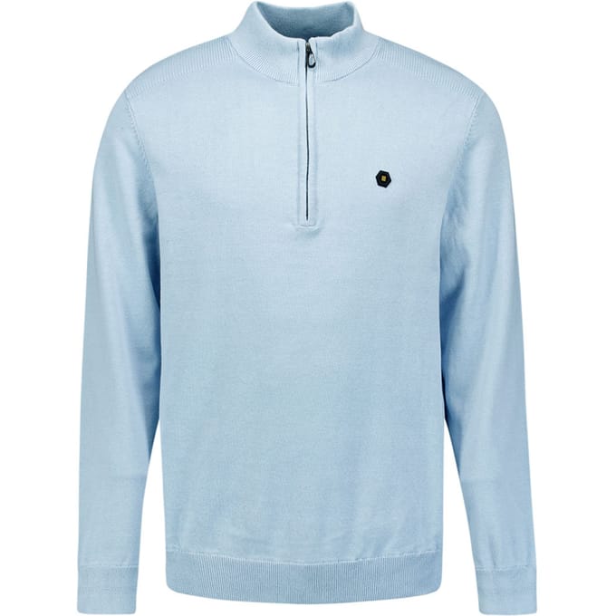 No Excess Pullover Half Zipper Solid Knit Dusty Blue Größe: M | Turtlenecks Outlet | Herren | Blau