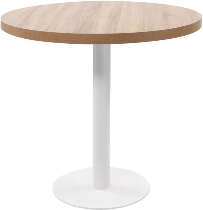 Bistrotafel Rond - Eettafel Keuken - Interieur Decoratie - Houtnerf MDF - 80 cm - Lichtbruin