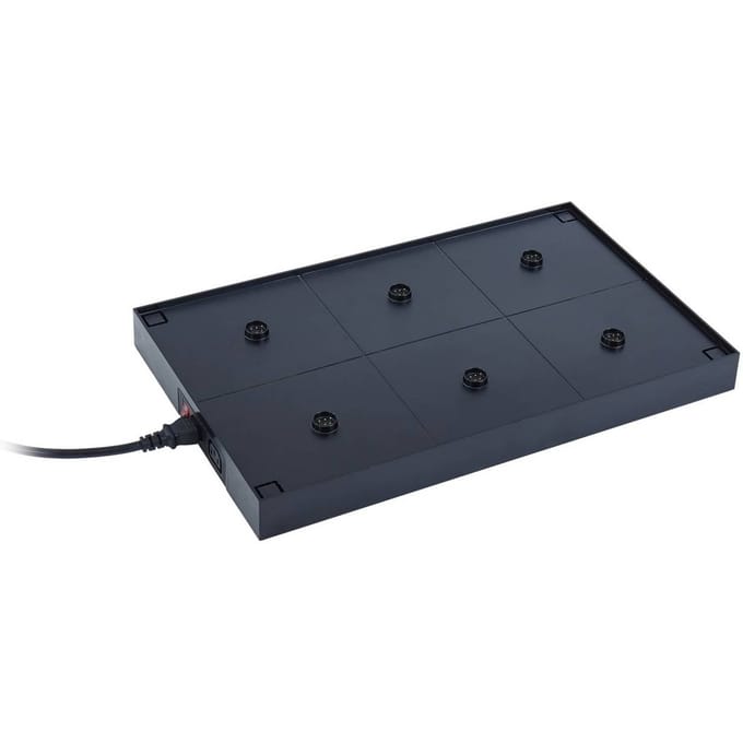 Lucande oplaadstation Quill, zwart, polycarbonaat, 6 lampen