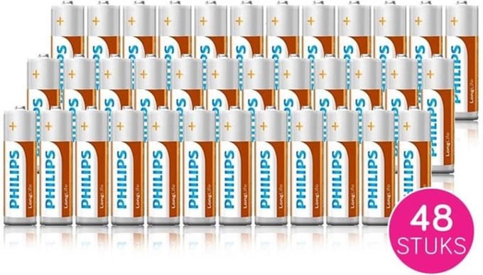 Philips Longlife AAA Batterijen / Penlite (48 stuks)