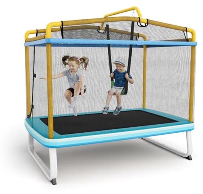 Multifunctionele Trampoline voor Kinderen met Afneembare Schommel en Stang