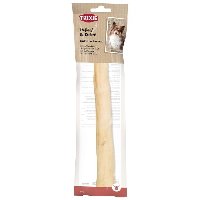 Voordeelpakket: 6 stuks Trixie Natural & Gedroogde buffelstaart 30 cm hondensnack