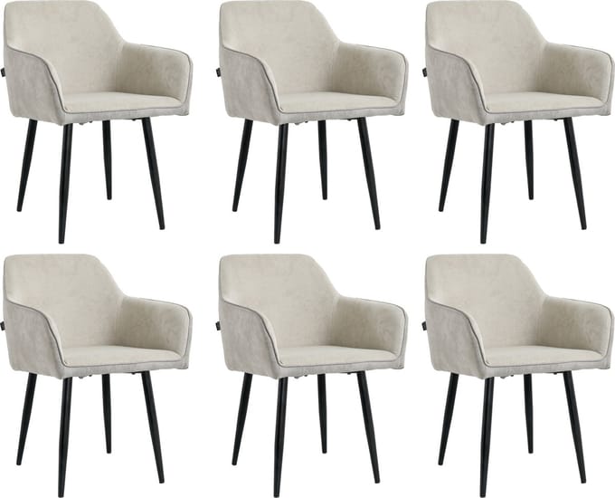 Lina® Tony Eetkamerstoel - Licht Grijs - Set van 6 - Ribstof