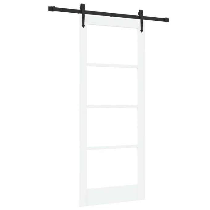 vidaXL - Schuifdeur - ORKDAL - 83 - x - 202 - cm - Massief - grenenhout - en - glas - Wit