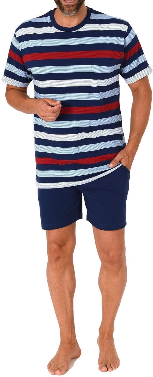 Herenpyjama met korte mouwen in een geweldige gestreepte look