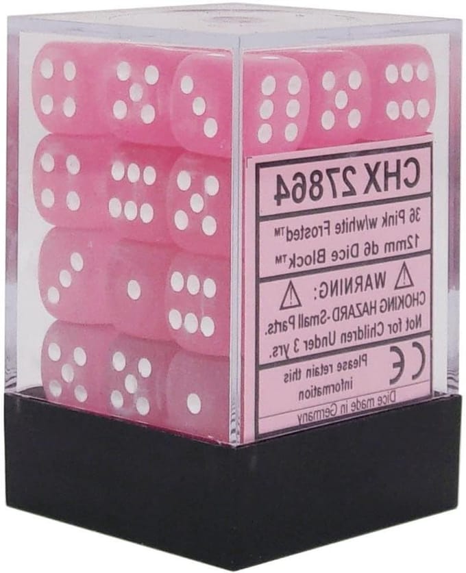 Dadi D6 Frosted Roze/Wit (36)