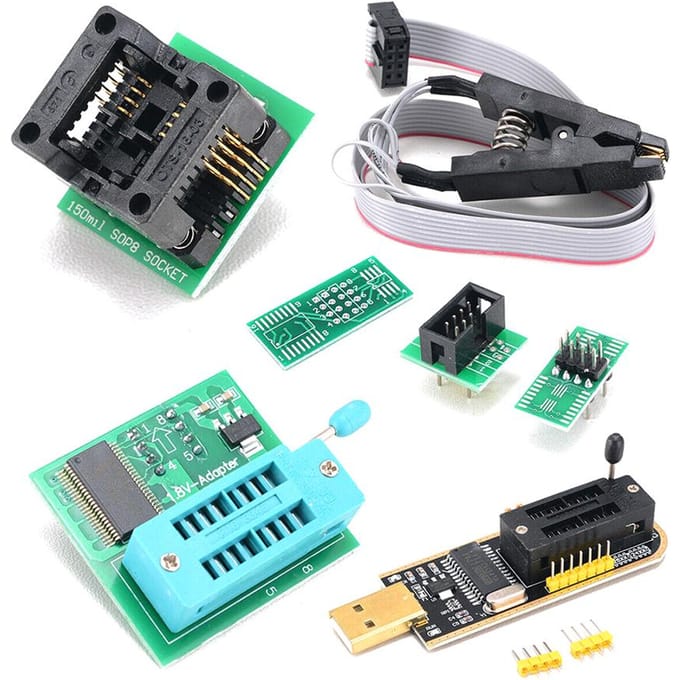 CH341A USB-programmeerkit met SOP8-clip EEPROM-brander BIOS-flasher SPI-flash-programmeerkit met CH341A Kit