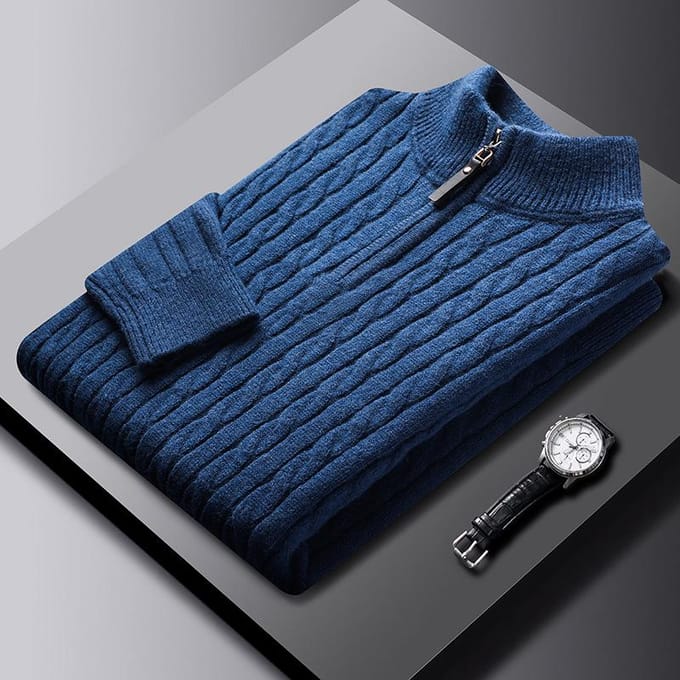 Pull épais d'hiver de couleur unie pour hommes, pull tricoté à fond, chemise épaisse extensible, pull de grande taille 4XL blue