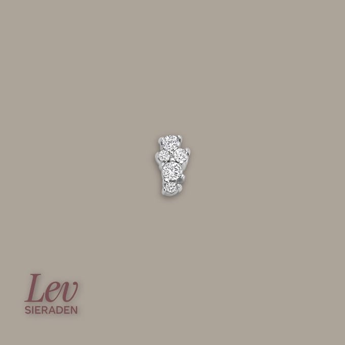 Lev Sieraden - 5 stone Labret piercing - Gerhodineren 925 zilver