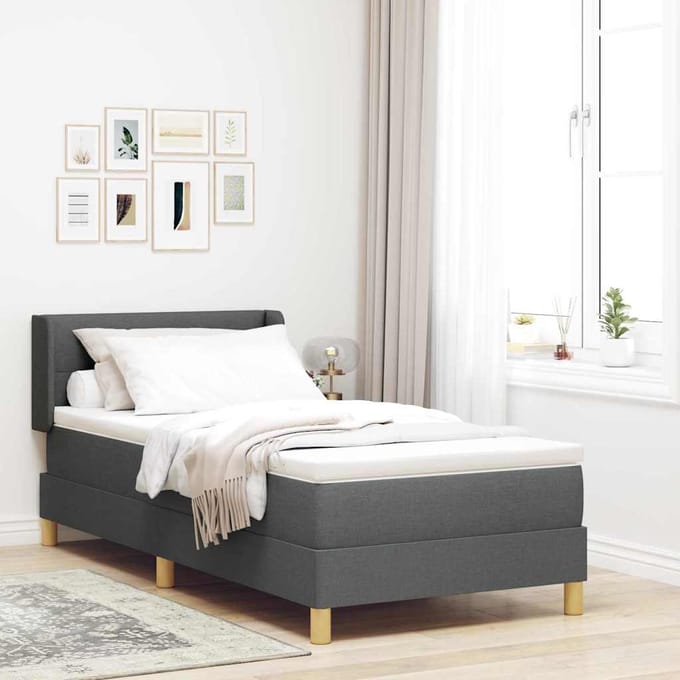 vidaXL - Boxspring - bed - met - hoofdeinde - Donkergrijs - 200 - x - 80 - cm - Stof