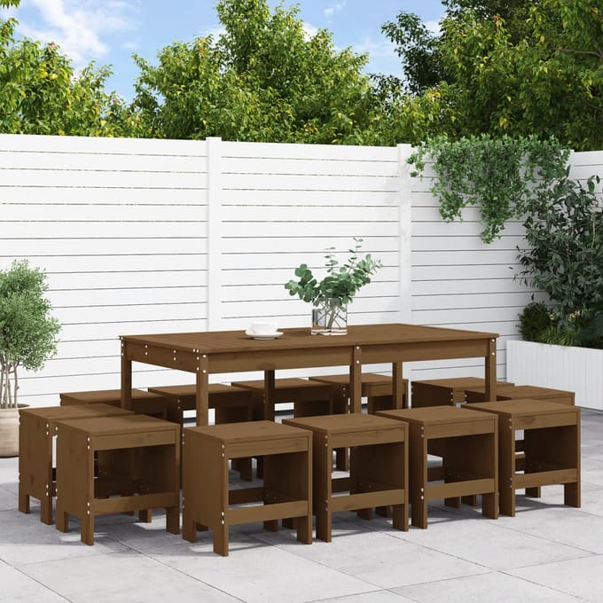 vidaXL - 13-delige - Tuinset - massief - grenenhout - honingbruin