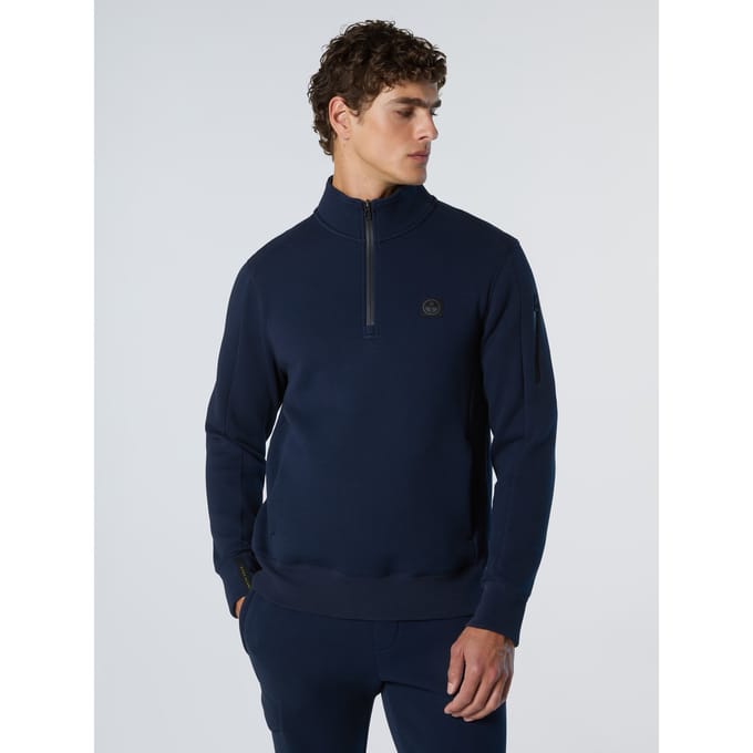 North Sails Sweatshirt Piqué Scuba stof met halve rits