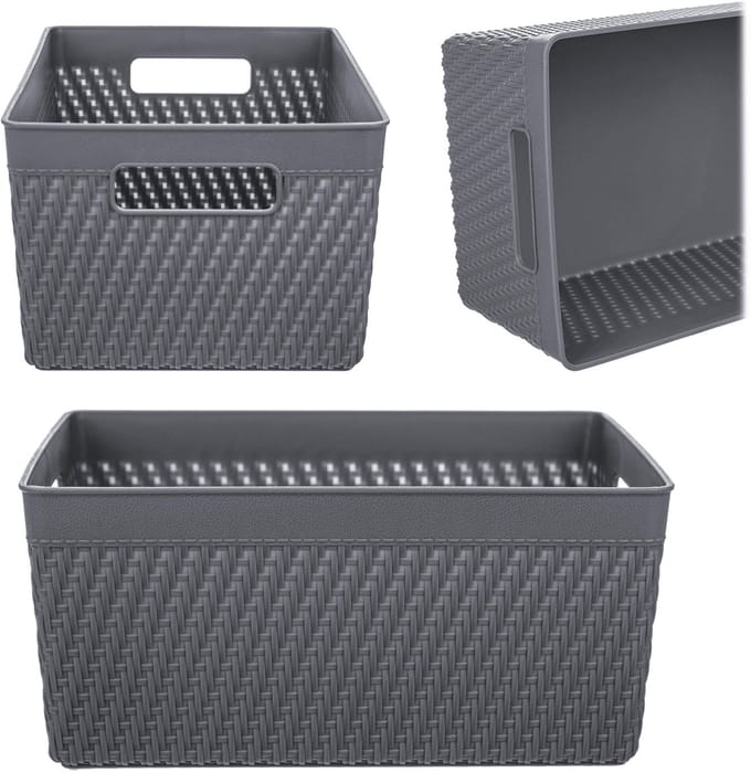 Lioni rechthoekige mand 25,5 x 16,5 x 12 cm donkergrijs