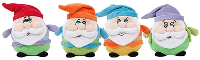 PIA Soft Toys - Set van 4 Pluche Dwerg knuffels - 4 ass. - 14 cm