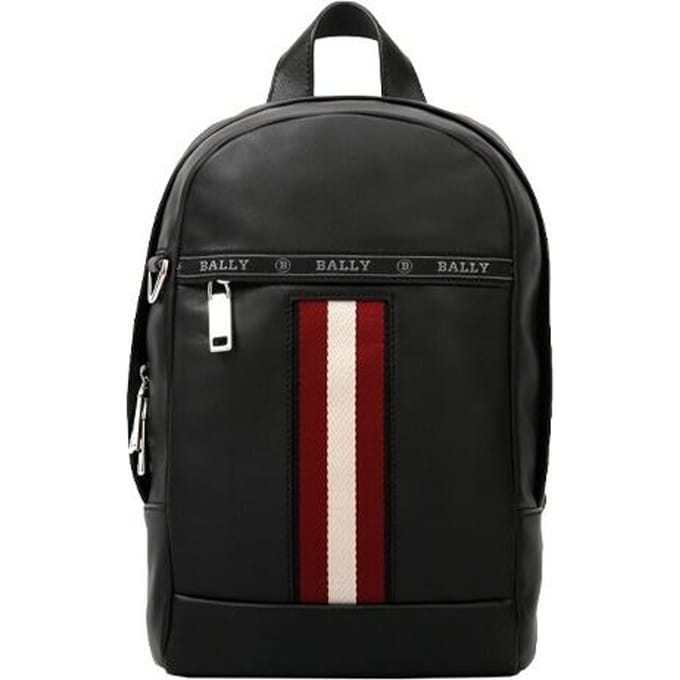 Bally Rode En Witte Gestreepte Leren Schoudertas Reguliere Heren Schoudertas Zwart HARI-10 Basic Set (Bag+Dust Bag)