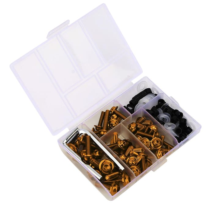 158 stuks Set Universele Kuipbouten Pakking Sleutelset Motoraccessoire goud