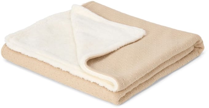 Gebreid wiegdeken - fleece - Beige - Essentials