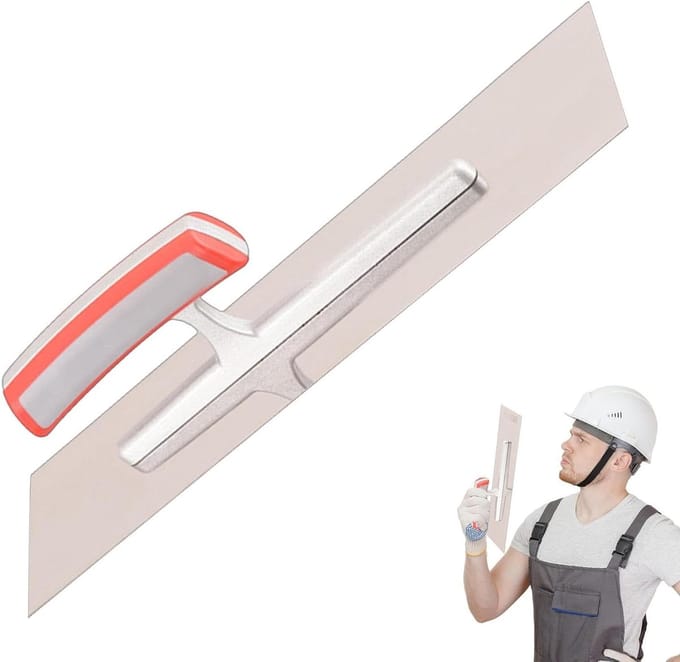 Cement troffel - Beton afwerker - Beton gladstrijken - Ergonomisch handvat - 35cm - Zilver
