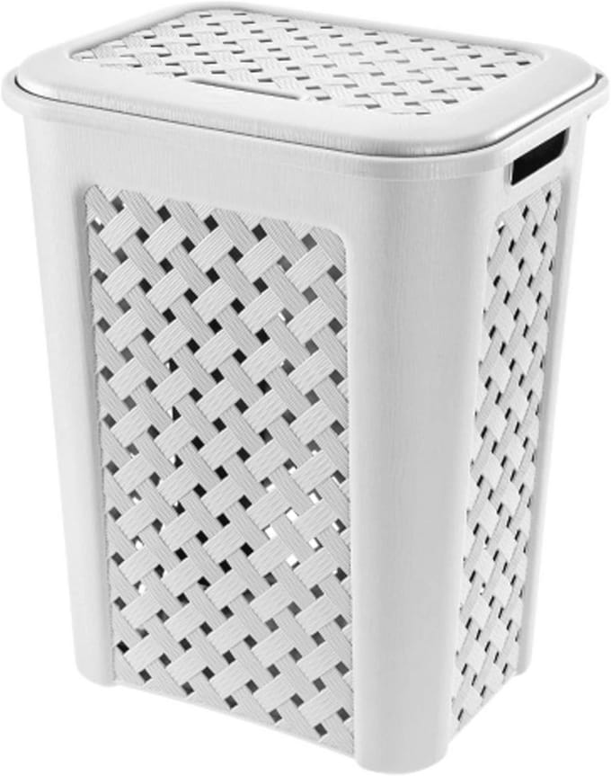 Witte wasmand 37,5 x 27,5 x 47 cm - Ruimtebesparend en praktisch