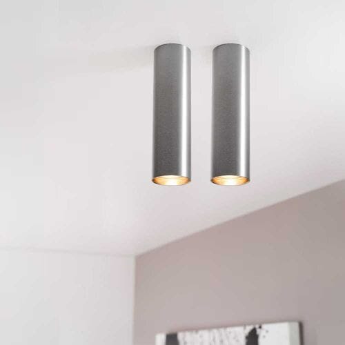 2x Canopus fero m by LUSENZ - Cilindervormige opbouwspot in geborsteld gunmetal grijs