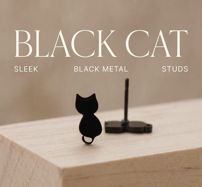 Vibe - kat - zwart - oorbellen - oorknop - juweel - geschenk