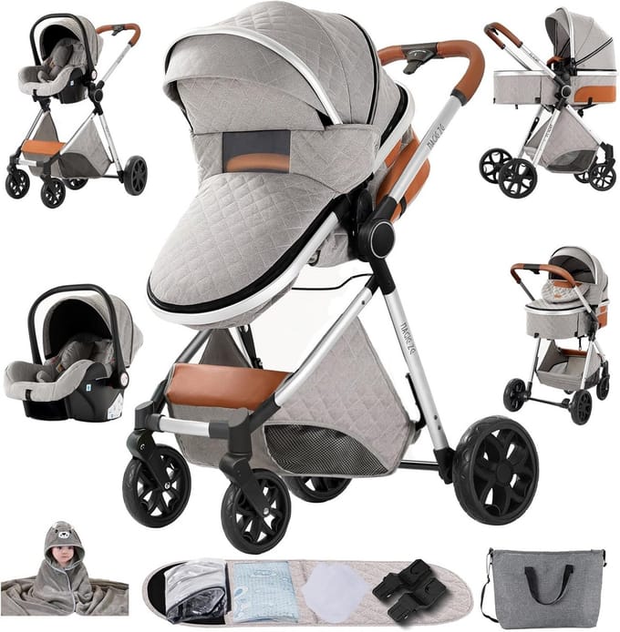 3-in-1 Kinderwagen Compleet Set - Reiswieg & Zitstand - Verstelbaar & Compact