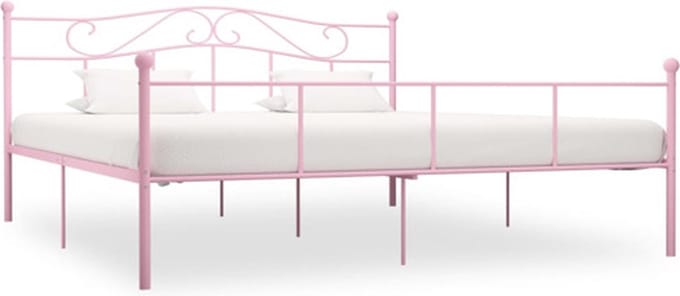 vidaXL - Bedframe - metaal - roze - 200x200 - cm