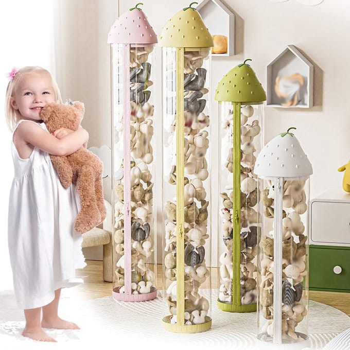 Opbergbuis Speelgoed - Knuffel Display - Dieren Opbergen - Stofdichte Organizer - 142 cm Hoog - Wit