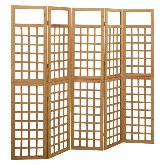 vidaXL - Kamerscherm/trellis - met - 5 - panelen - 201,5x180 - cm - vurenhout